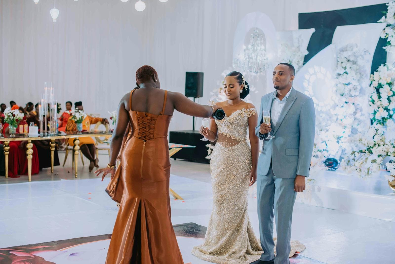 Peak dancing moment at a wedding in Spain showing live band and DJ entertainment